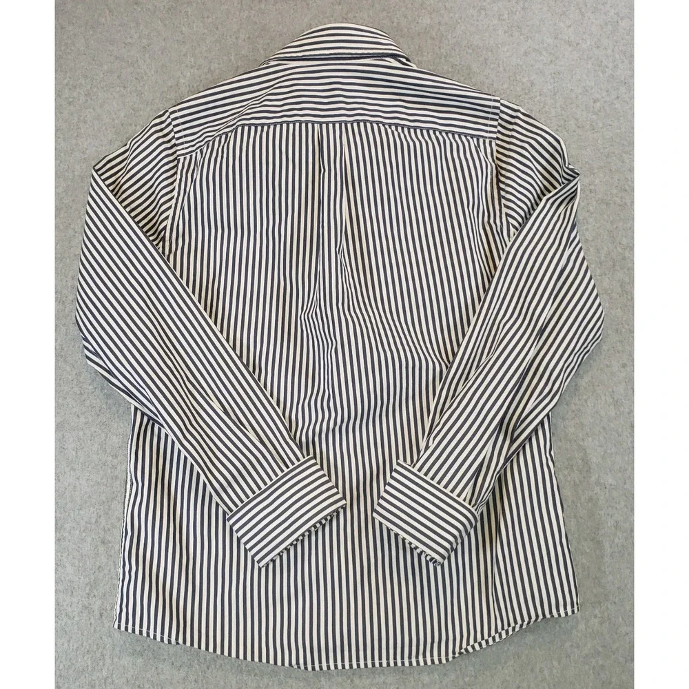 Abercrombie & Fitch Muscle Button Up Shirt Men Blue White Stripe Sz S Moose Logo